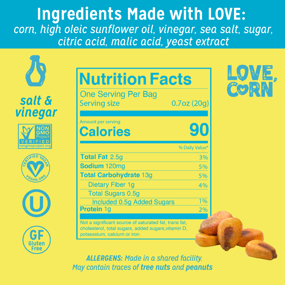 LOVE CORN Salt & Vinegar 0.7oz x 20 Bags