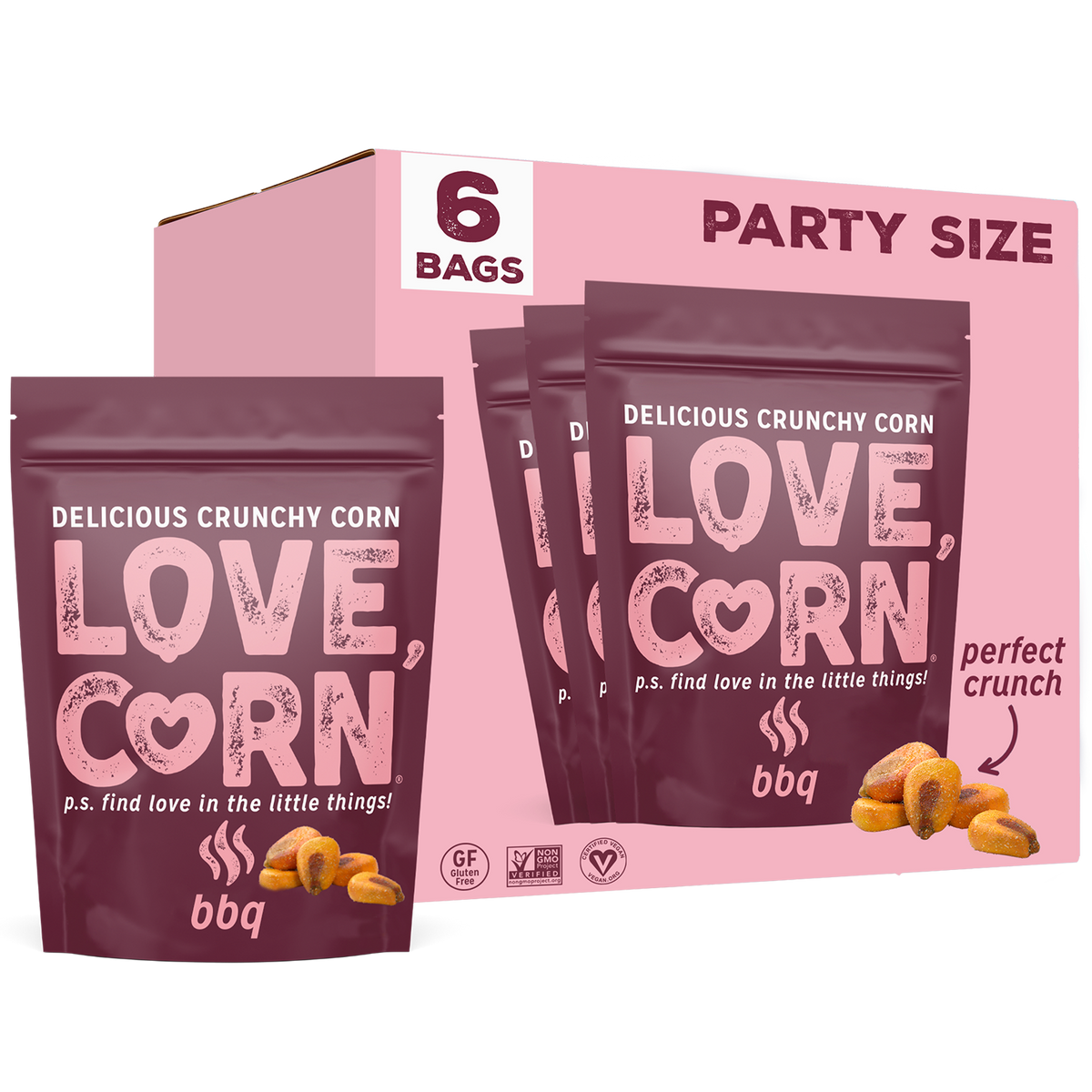 LOVE CORN BBQ 4oz x 1 bag - Delicious Crunchy Corn - Healthy Family Snacks  - Gluten Free, Kosher, NON-GMO - Alternative for Chips, Nuts, Crackers 