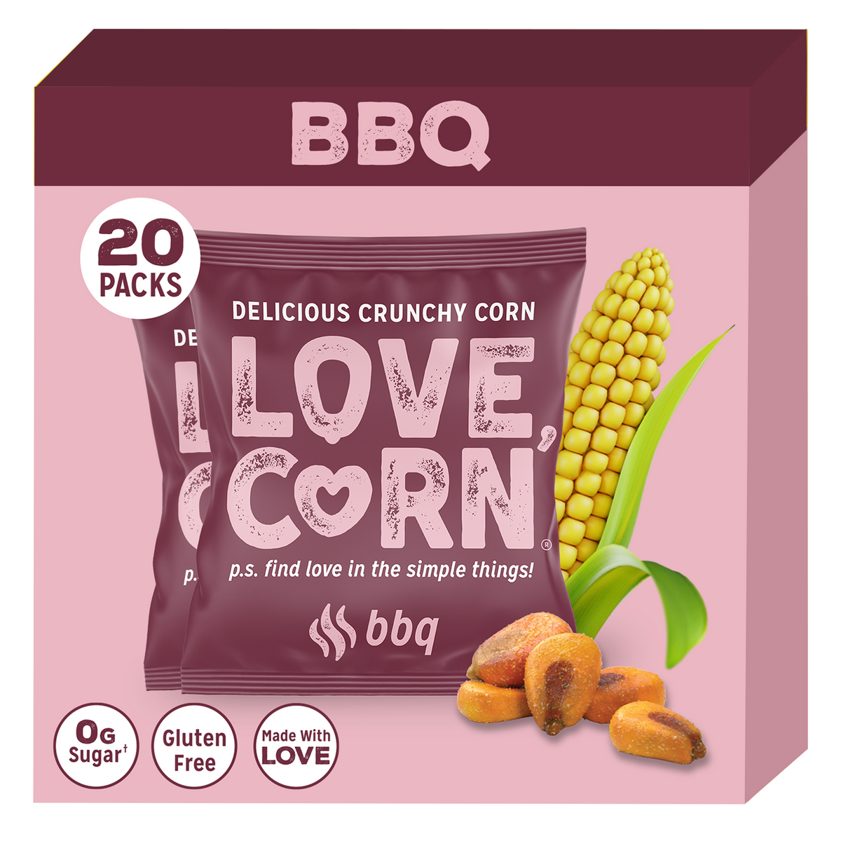 LOVE CORN BBQ 0.7oz x 20 Bags