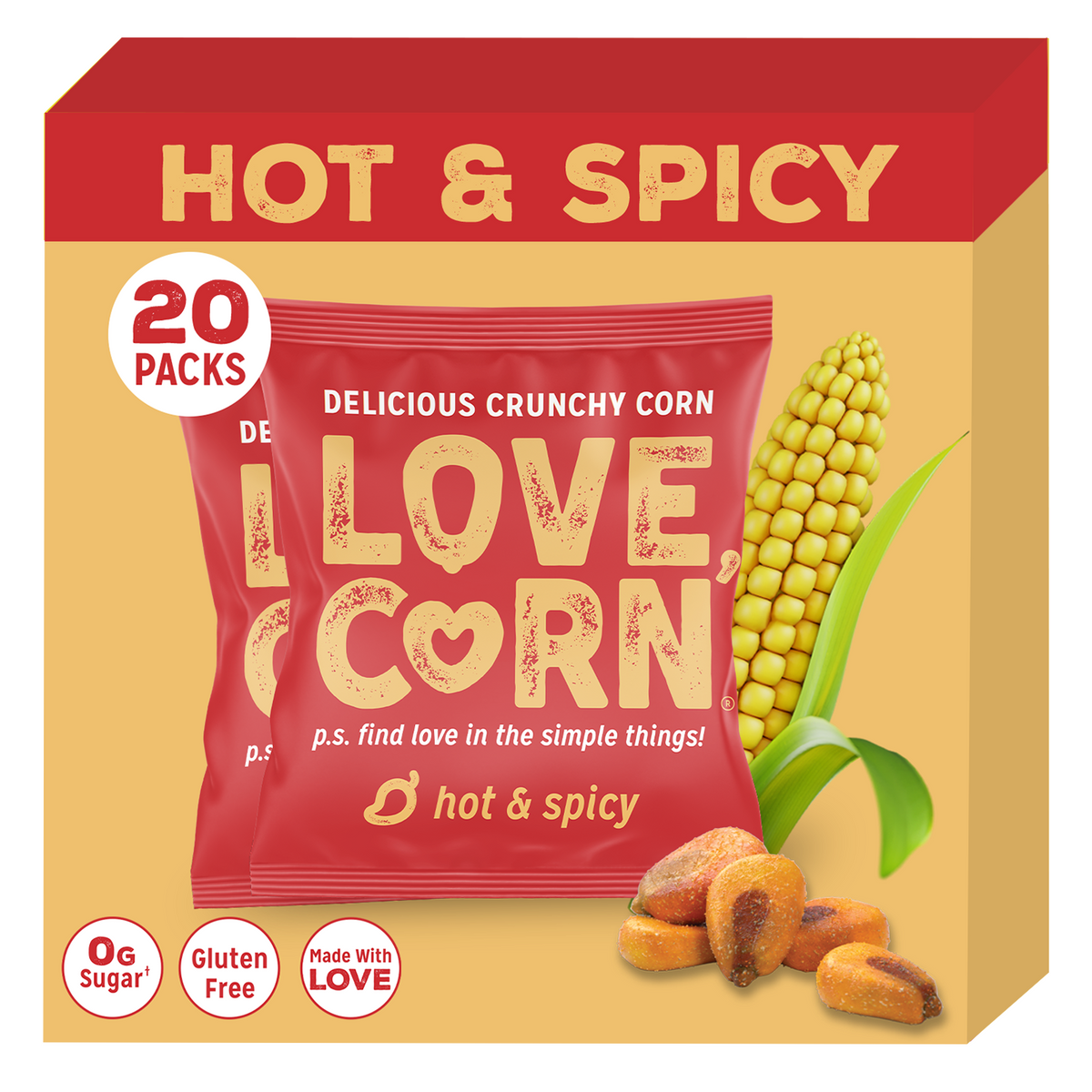 LOVE CORN Hot & Spicy 0.7oz x 20 Bags