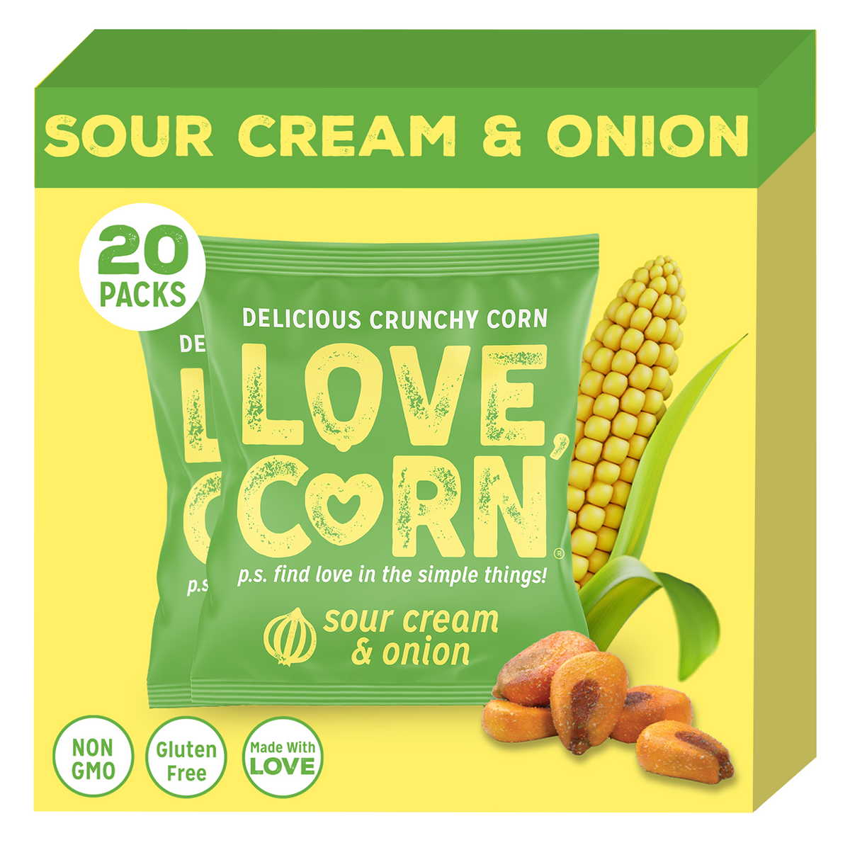 LOVE CORN Sour Cream & Onion 0.7oz x 20 Bags