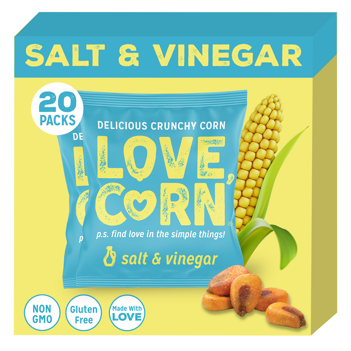 LOVE CORN Salt & Vinegar 0.7oz x 20 Bags