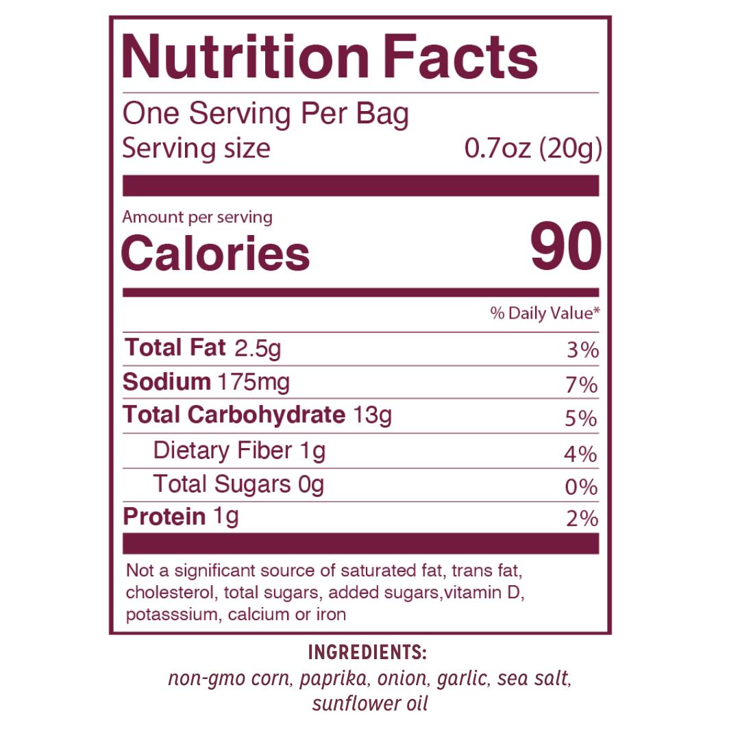 Love Corn Smoked BBQ0.7oz Nutrition Facts