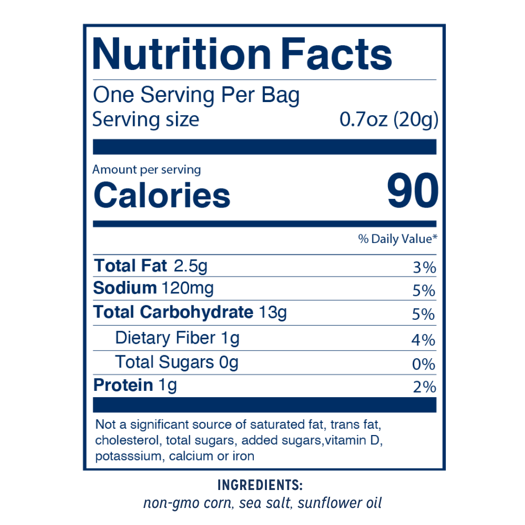 Love Corn Sea Salt 0.7oz Nutrition Facts