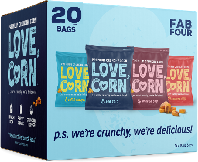 Love Corn Fab Four 0.7 oz - 20 bags case